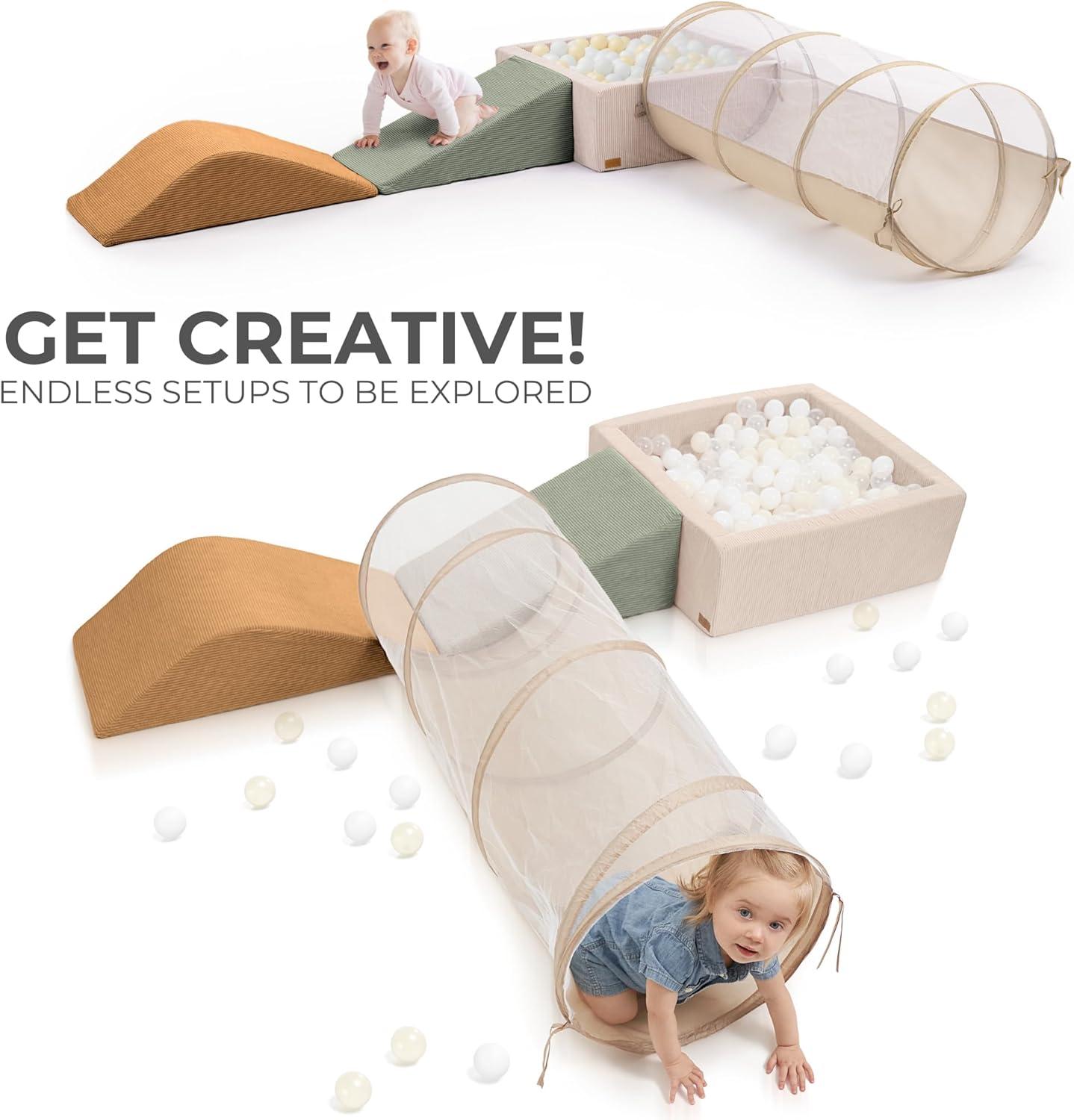 Fun Climbing Toy Set for Toddlers 1-3 - Includes Tunnel, Ball Pit & Climbing Blocks for Endless Indoor Fun - Safe Foam Play Gym for Babies/Kids