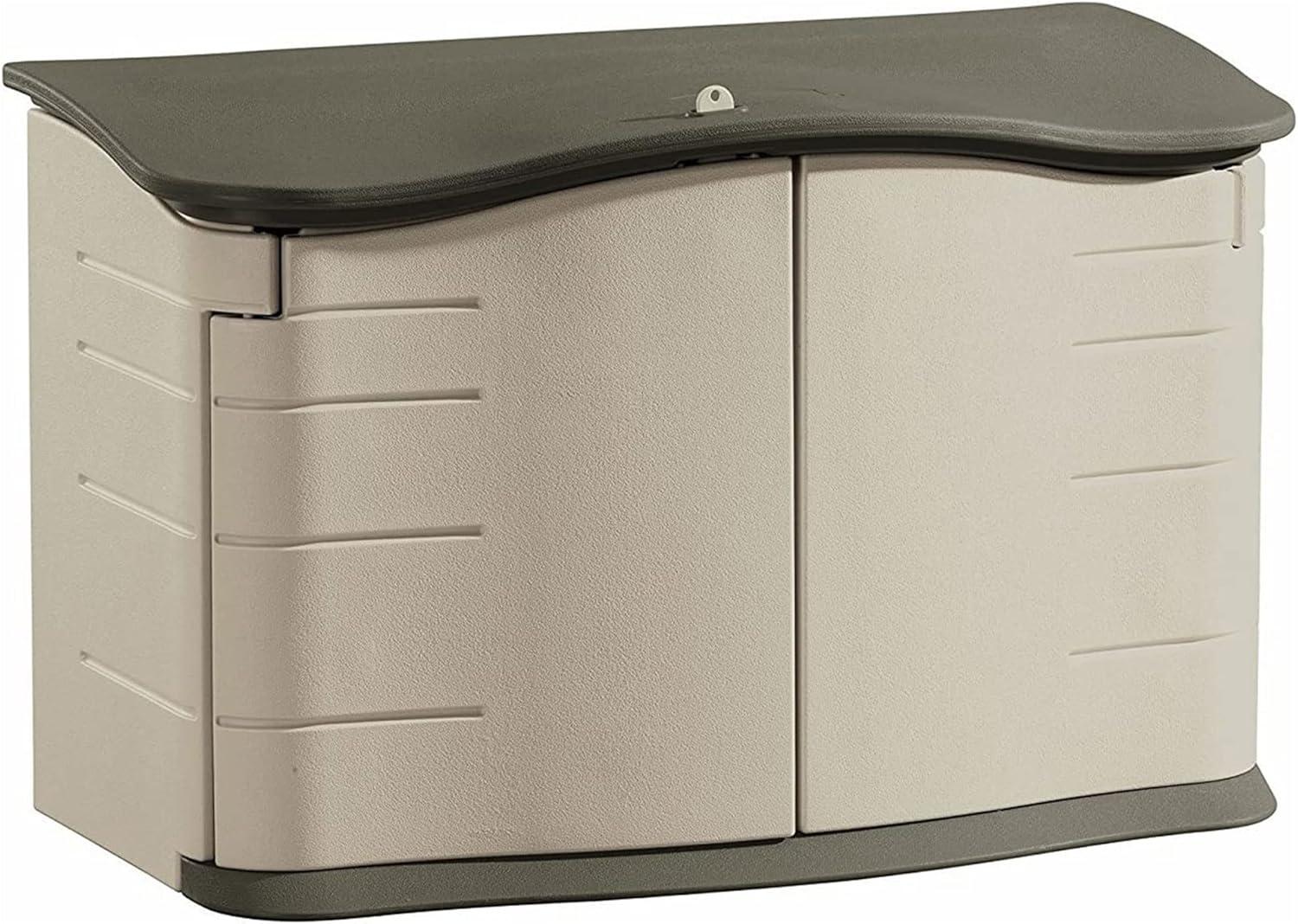 Rubbermaid Horizontal Storage Shed, Olive & Sandstone 58.5"L x 35.8"W x 11.8"H  49.7lbs