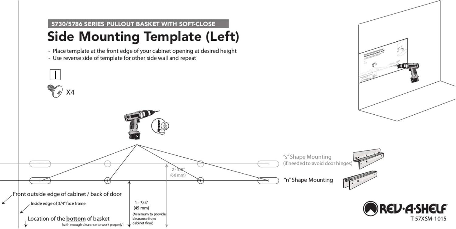 Rev-A-Shelf 5730 Single Cabinet Pull Out Basket with Soft Close