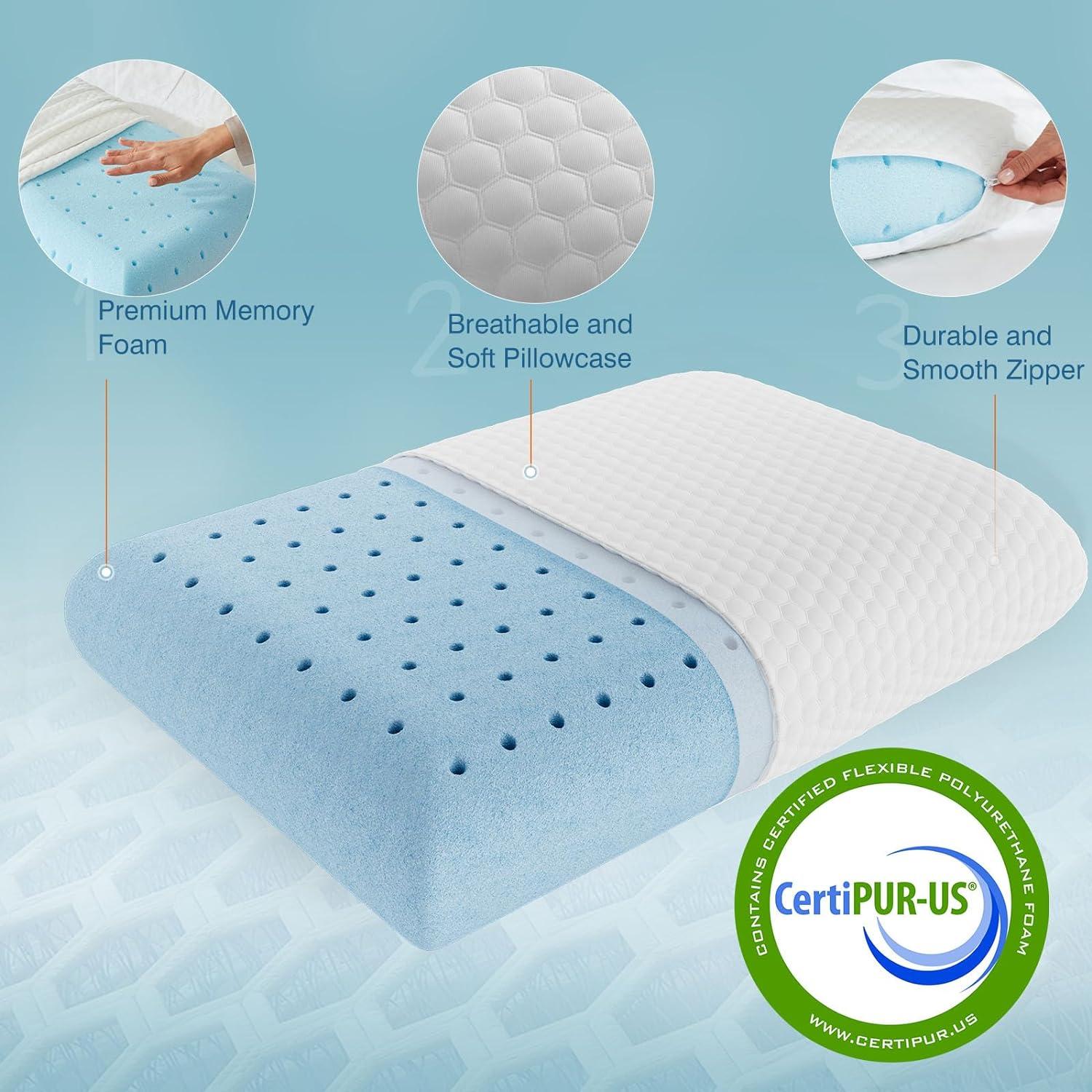 Standard White Memory Foam Cooling Bed Pillow Pack