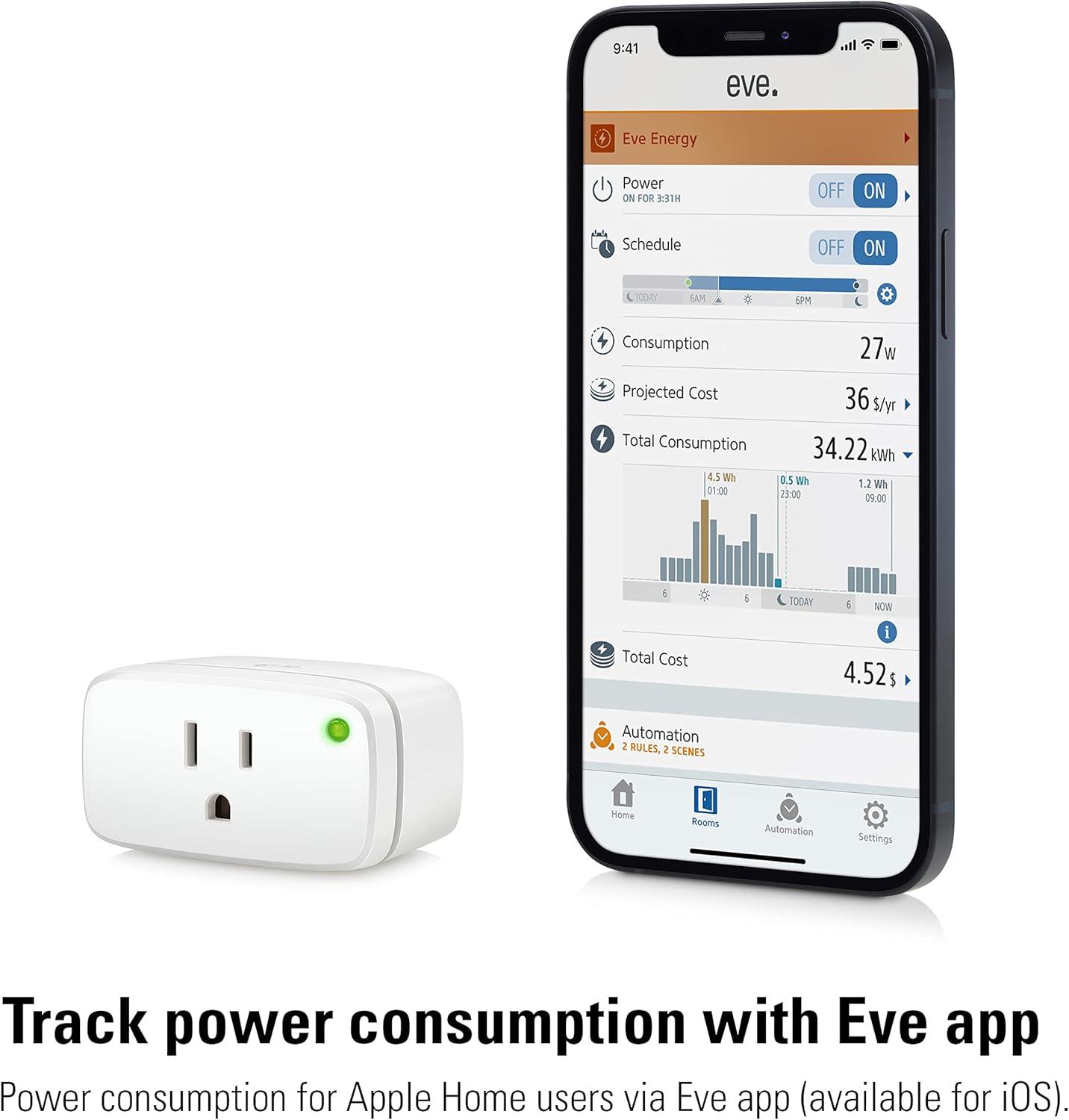 Eve Energy White Smart Plug 2-Pack with Matter Technology