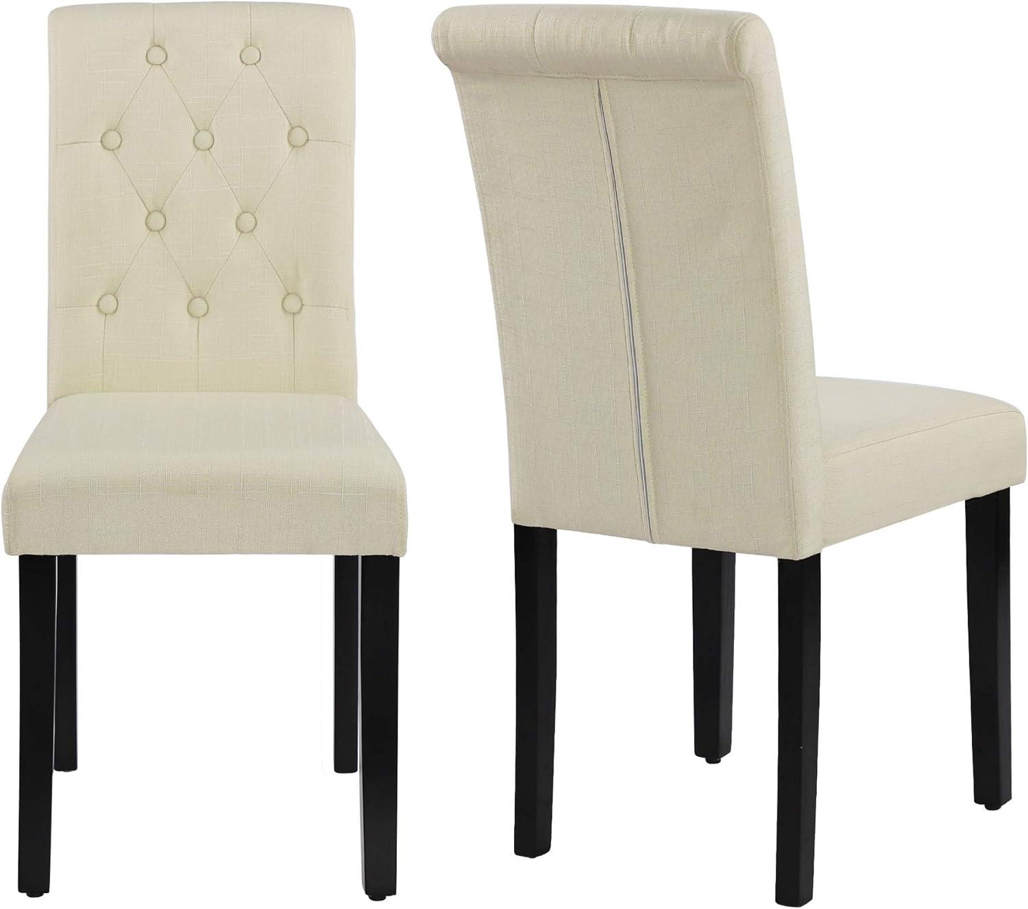 Yardi Yard Set of 2 Tufted Upholstered Dining Chairs-Beige, Dining Chairs Set, Dining Room Chair for Kitchen, Dining, Bedroom, Living