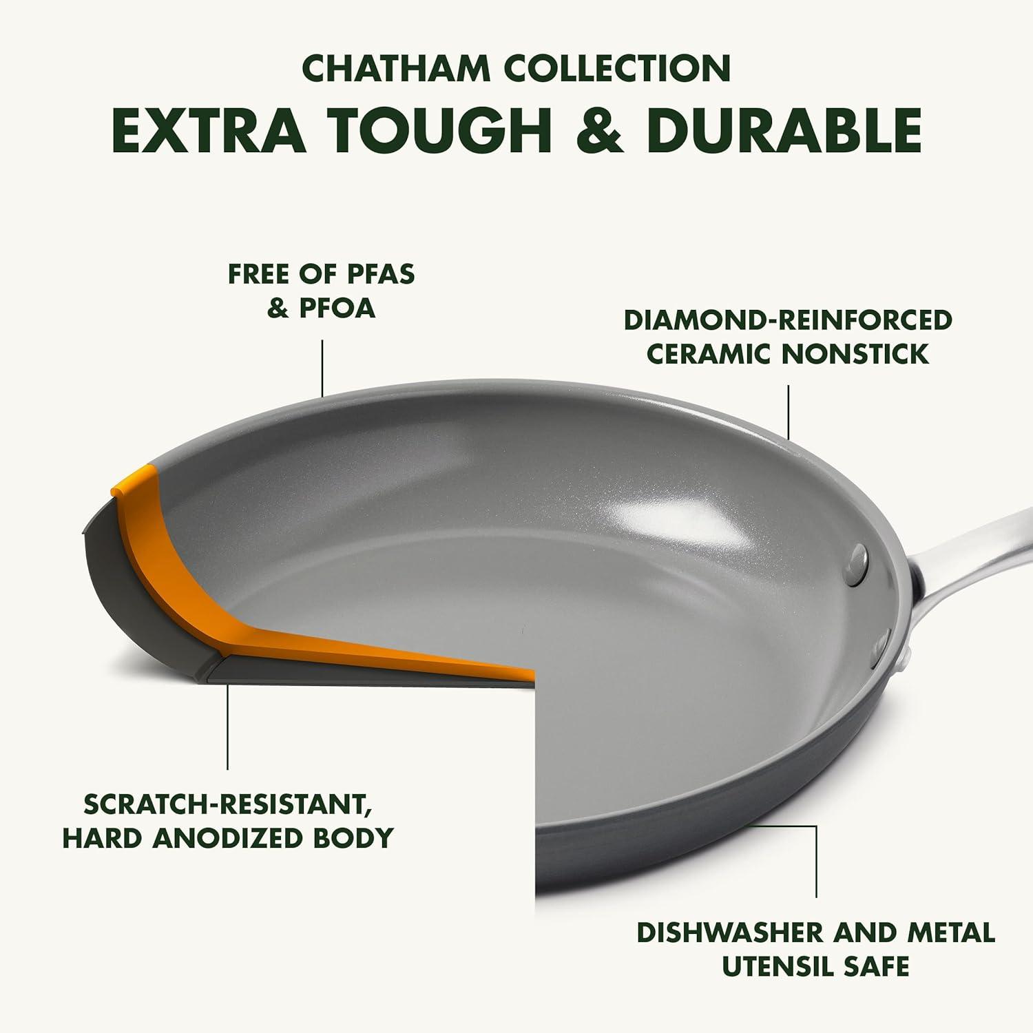 GreenPan Chatham 12" Hard Anodized Healthy Ceramic Nonstick Fry Pan with Lid