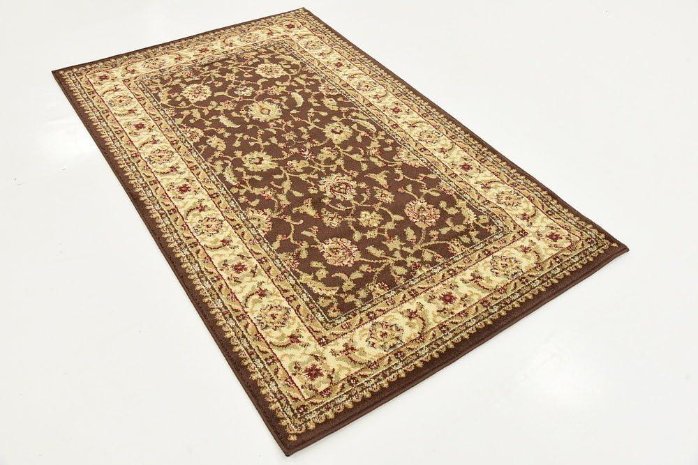 Elegant Floral Essence 6' x 9' Brown Synthetic Area Rug