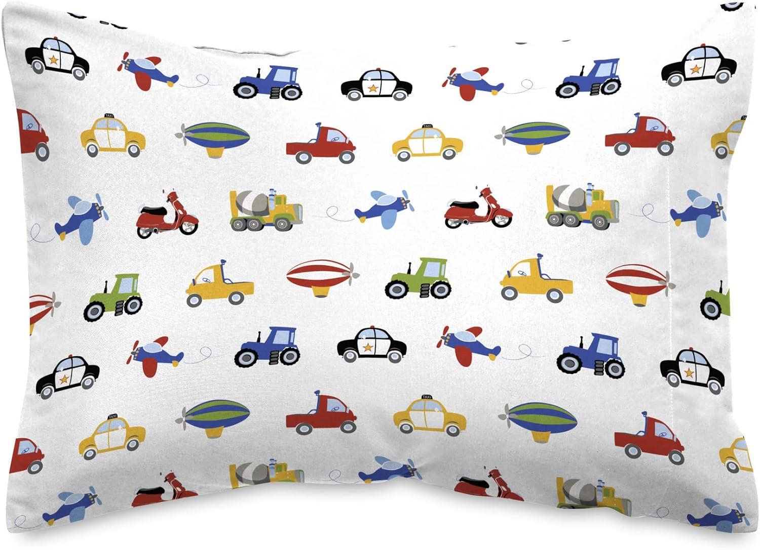 Twin Blue Microfiber Kids Vehicle Print Sheet Set