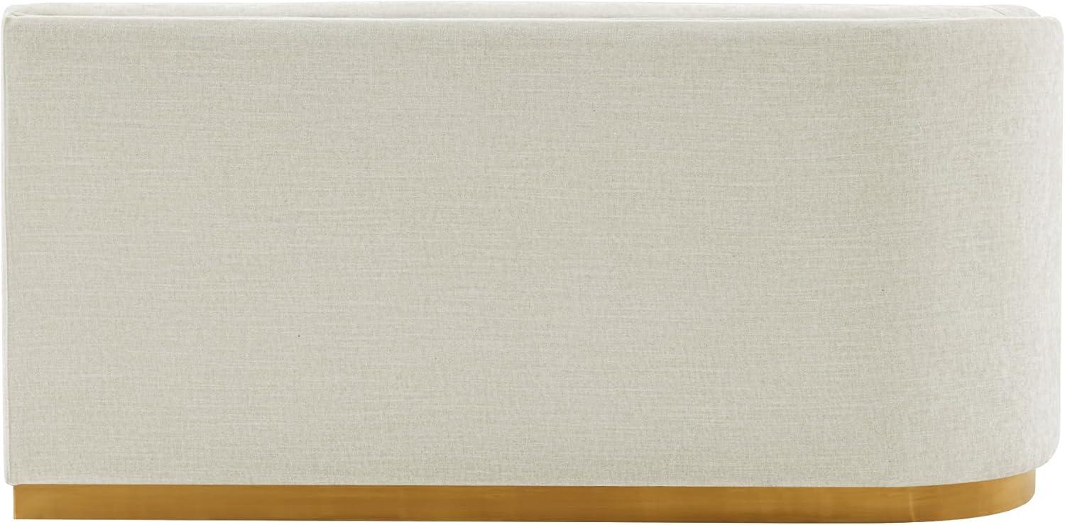 131.89" Daria Linen Upholstered Sofa Sectional with Pillows Ivory - Manhattan Comfort: Modern Modular, Pine Frame, Metal Legs