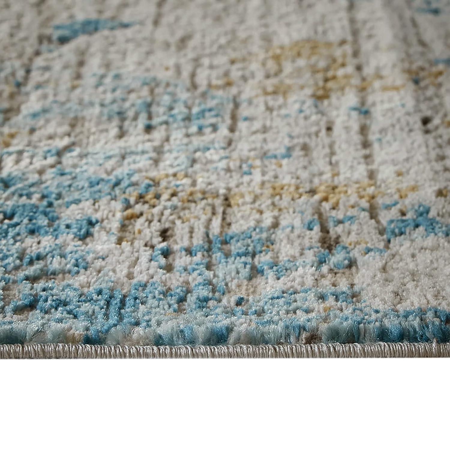 Blue Abstract 5' x 7' Stain-Resistant Synthetic Area Rug