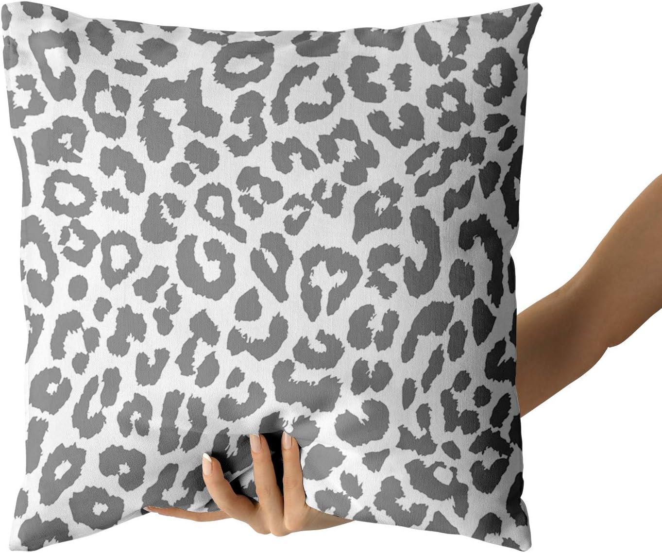 Gray Cheetah Throw Pillow Covers 18X18 Inch Set of 2 Grey White Leopard Decorative Pillow Cases Animal Wildlife Pillow Cover with Zipper Home Decor For Sofa Couch Housewarming Gift Bed Couch Outdoor