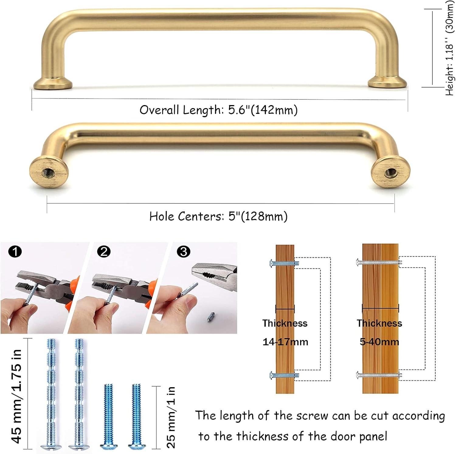 5-Inch Brushed Brass Modern Cabinet Pulls with Mounting Hardware