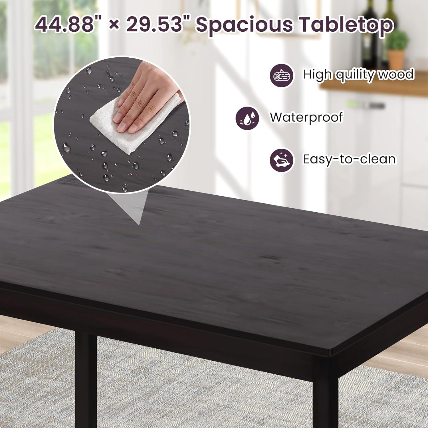 Verabella 5 Piece Dining Table Set Kitchen Table and Chairs for Modern Wooden Rectangular Dining Room Table with 4 Chairs for Kitchen, Restaurant, Small Space, Dark Brown
