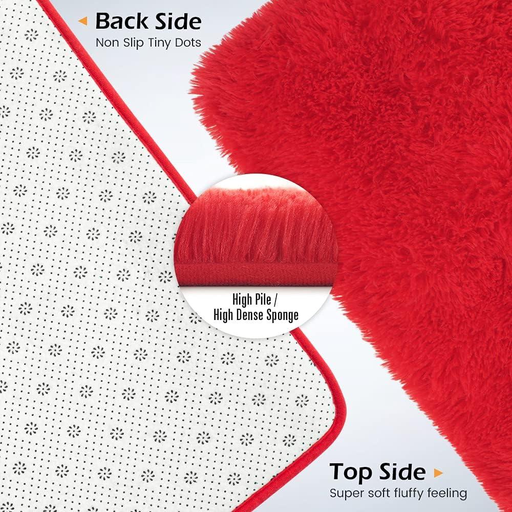 Softlife Super Soft Rug For Living Room Fluffy Rugs For Dorm Room Cute Plush carpet For Bedroom,8' x 10',Red