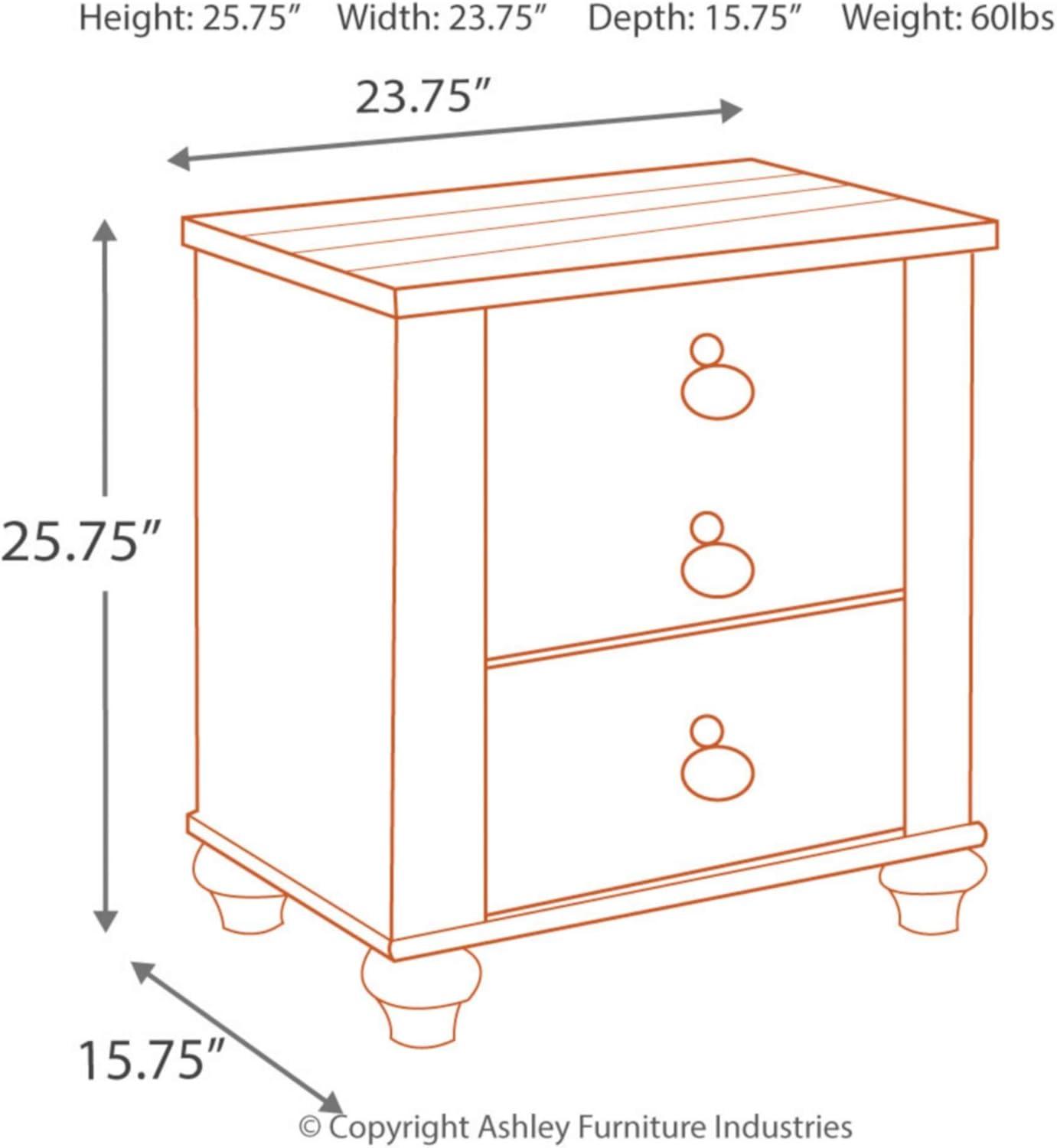 Beige and Black 2-Drawer Nightstand with USB Ports