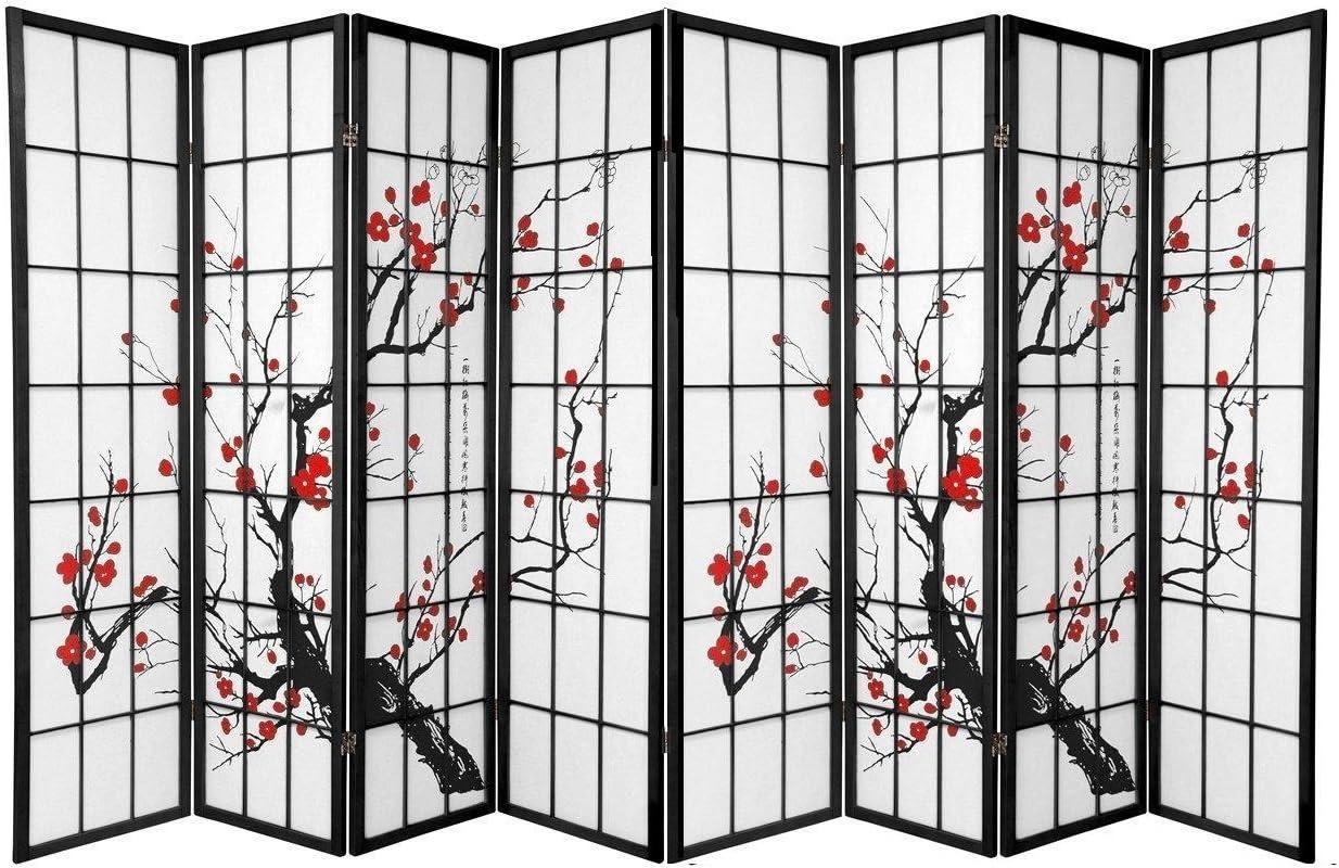 Black 8-Panel Plum Blossom Shoji Room Divider