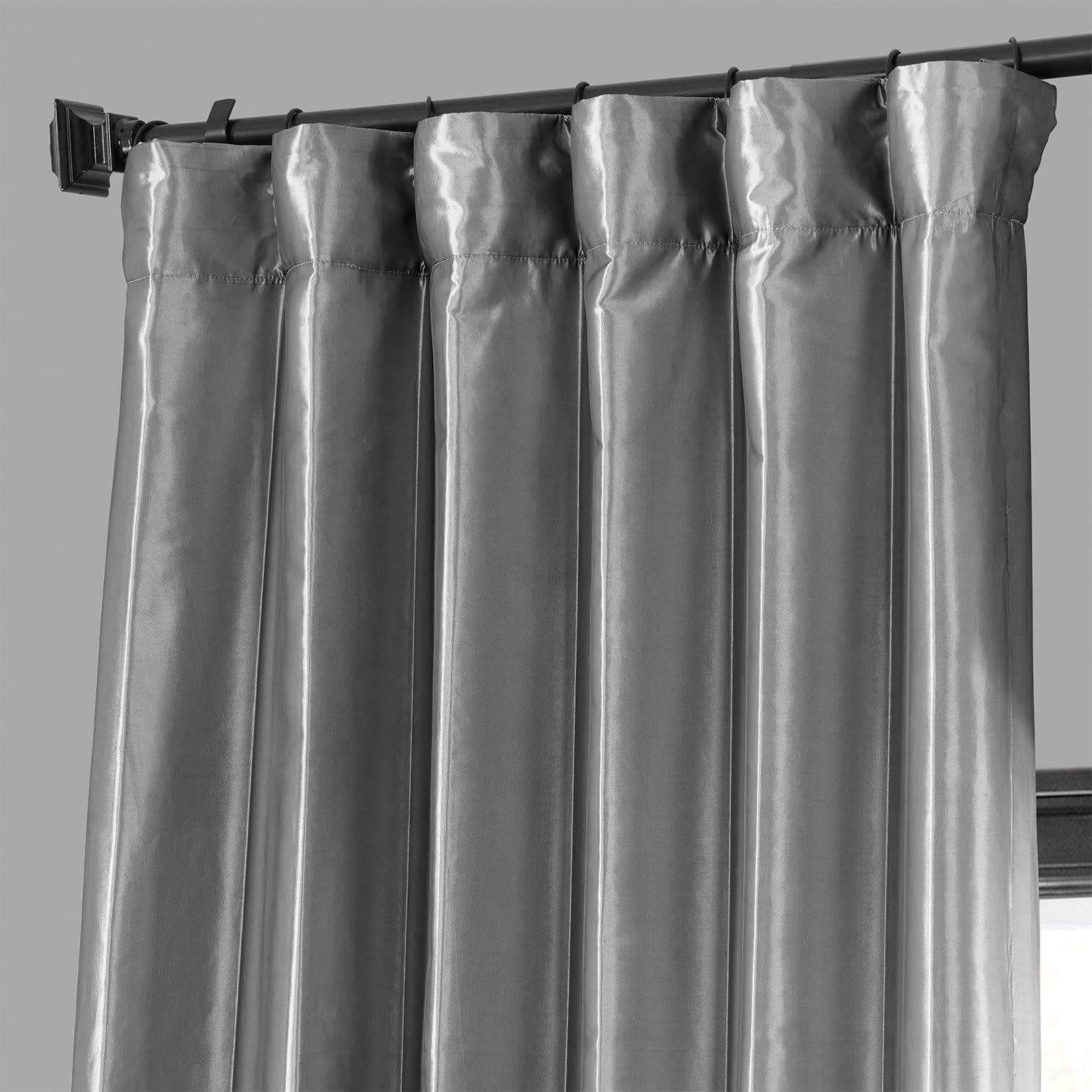 Platinum Blackout Faux Silk Taffeta Curtain (1 Panel), Platinum, 50W X 84L