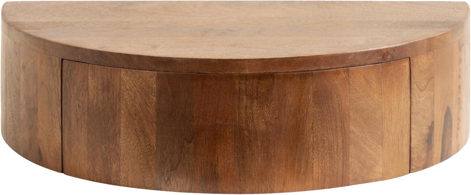 Walnut Brown Mango Wood Floating Side Table with Drawer