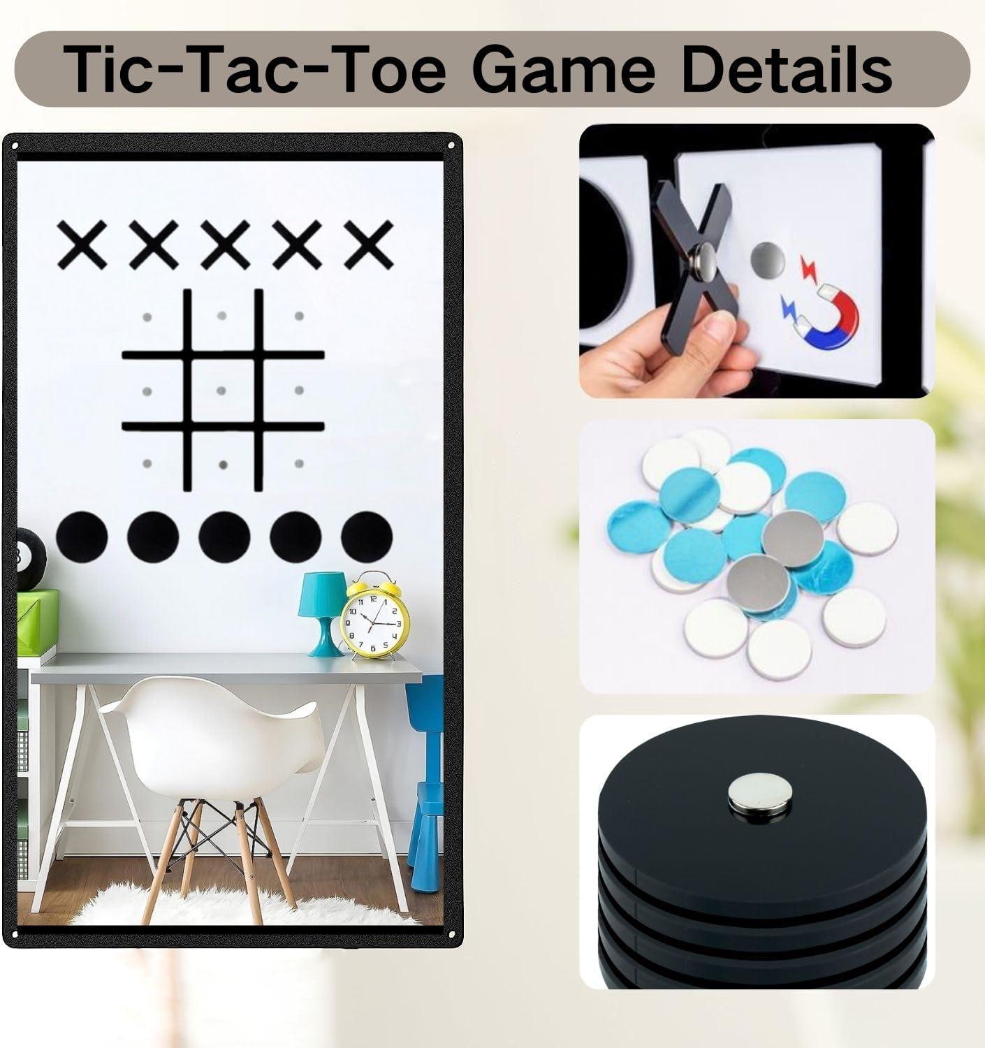 Wood Magnetic Tic Tac Toe Wall-Mount Game Fun Tic