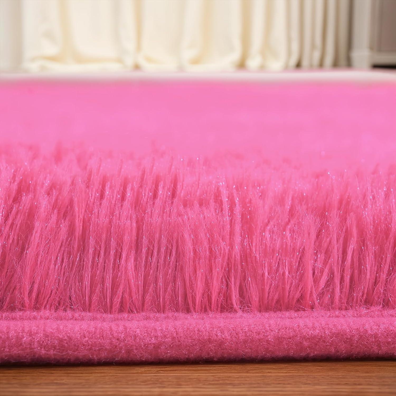 Softlife Super Soft Rug For Living Room Fluffy Rugs For Dorm Room Cute Plush carpet For Bedroom,8' x 10',Red