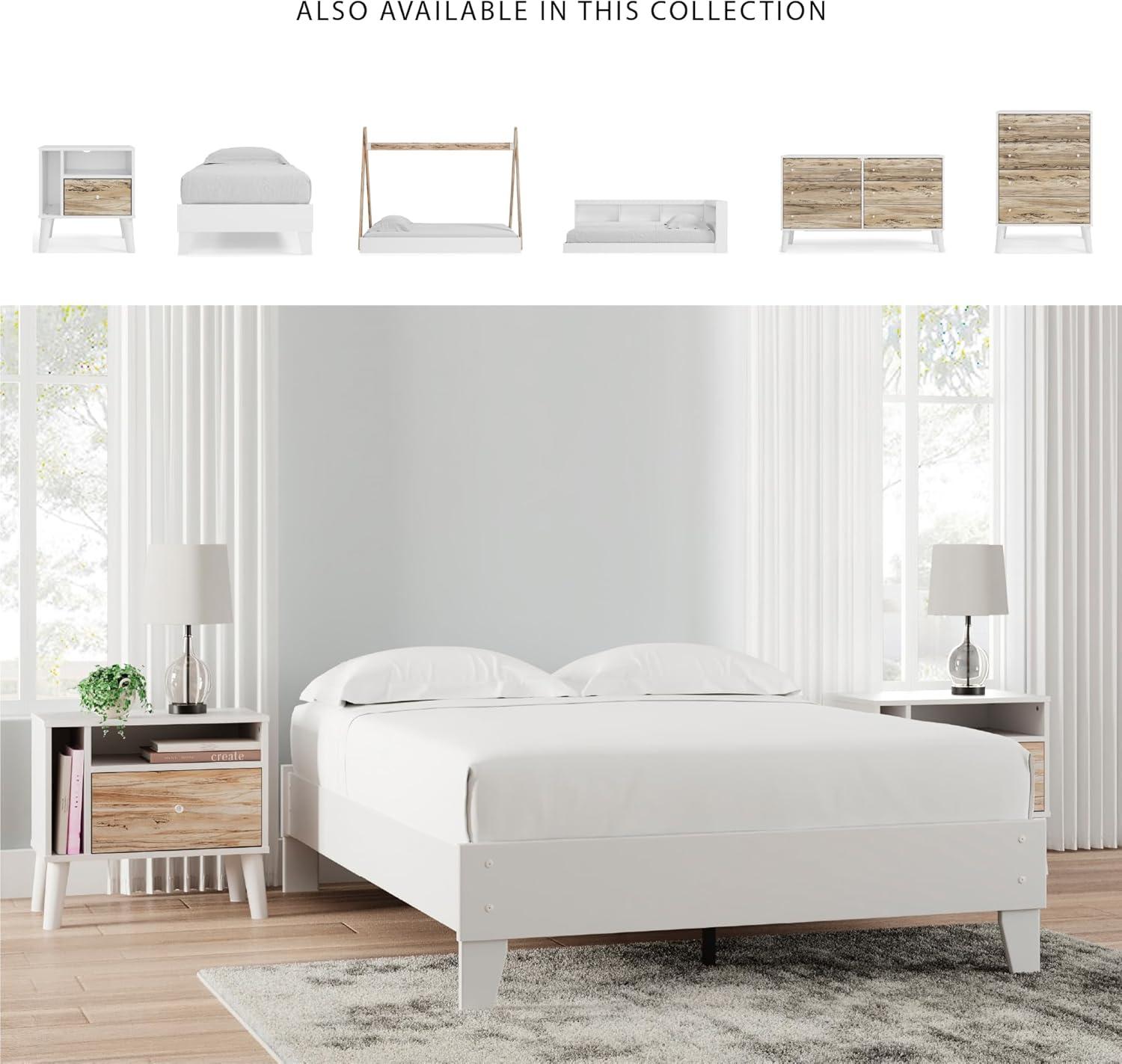 Full Piperton Platform Bed White - Signature Design by Ashley: Modern Style, No Box Spring Needed