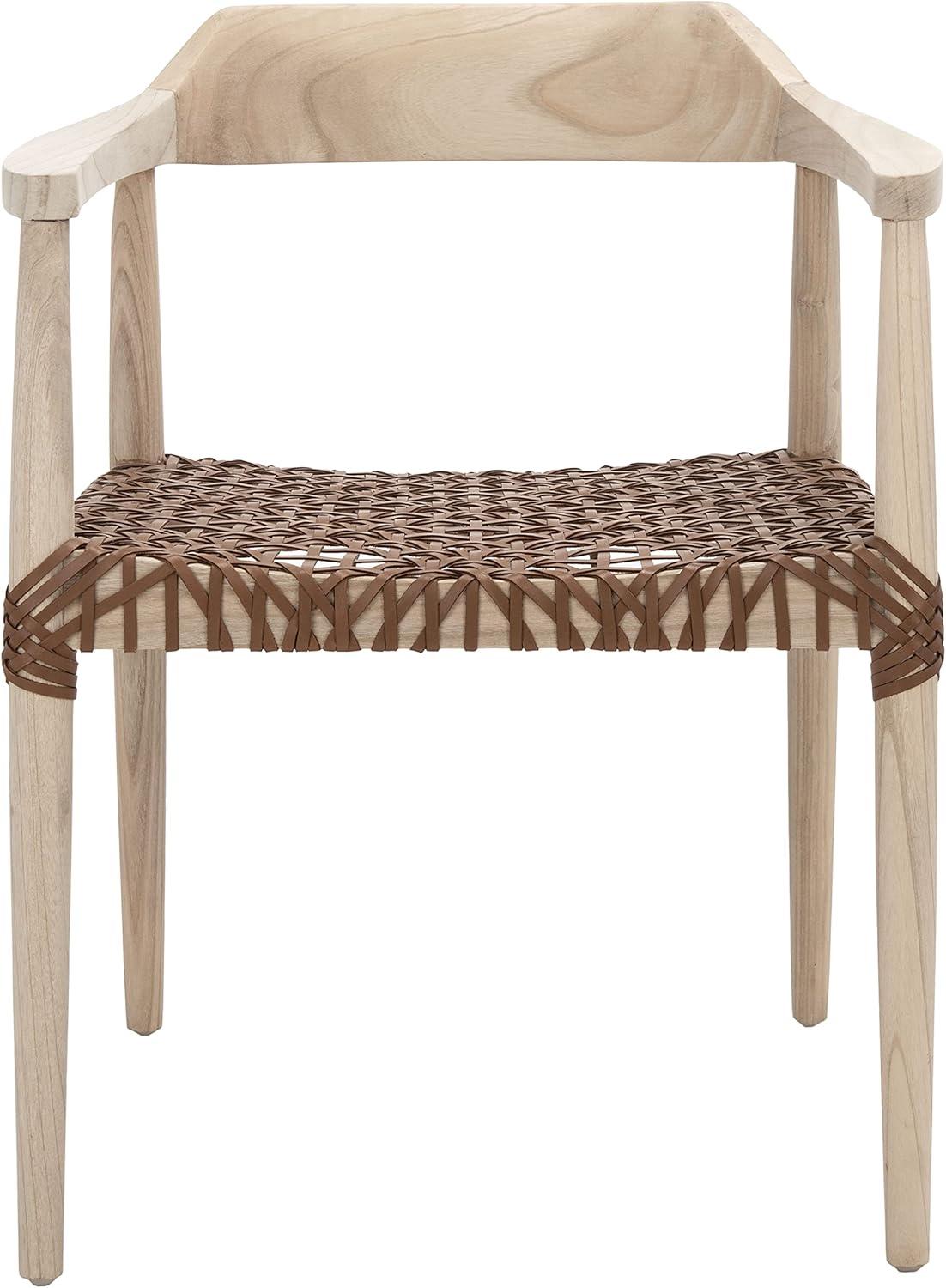 Munro Leather Woven Accent Chair  - Safavieh