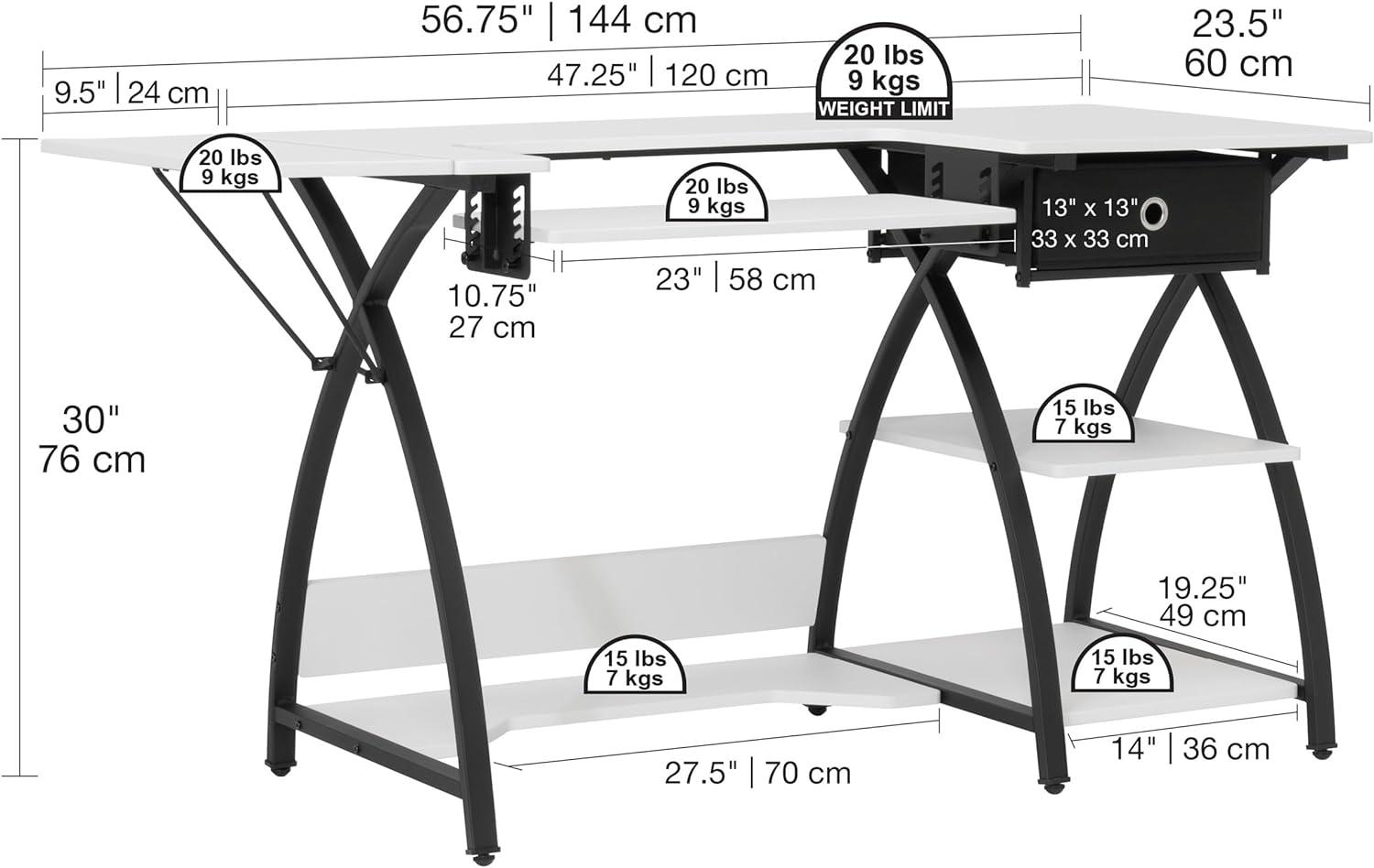 Comet Plus Hobby/Office/Sewing Desk: Adjustable for Crafts, Foldable Design - Sew Ready