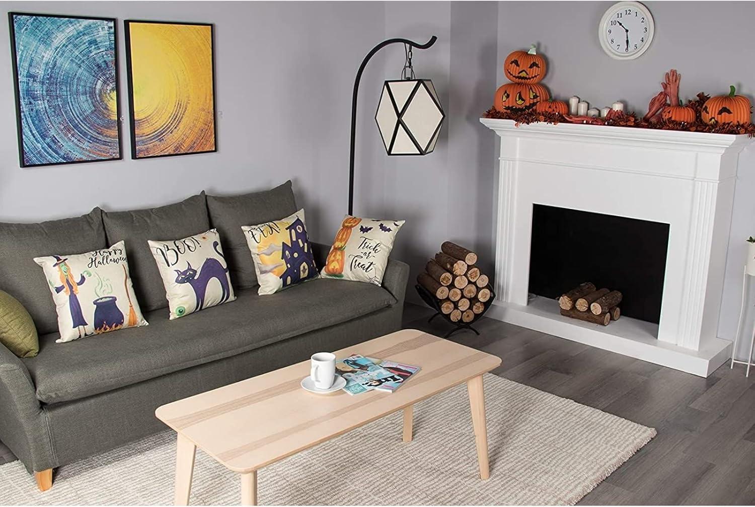 Juvale Set of 4 Fall Halloween Pillow Covers, 4 Spooky Designs, Square Throw Pillowcases for Halloween Decor (18 x 18 in)