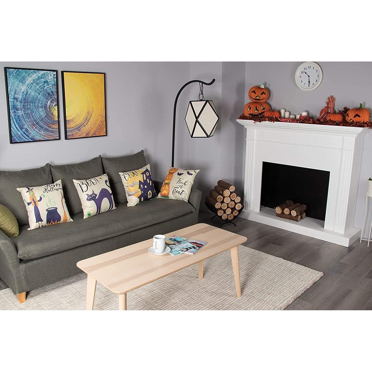 Juvale Set of 4 Fall Halloween Pillow Covers, 4 Spooky Designs, Square Throw Pillowcases for Halloween Decor (18 x 18 in)