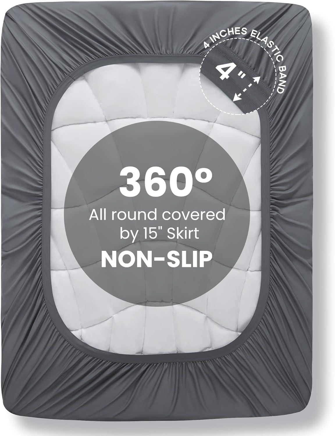 Sonive Queen Mattress Protector, Mattress Topper up to 21 Inches Deep Pocket Pad with 5-Zone Ergonomic Design, Soft Mattress Pad Microfiber Breathable Mattress Cover Machine Washable Grey