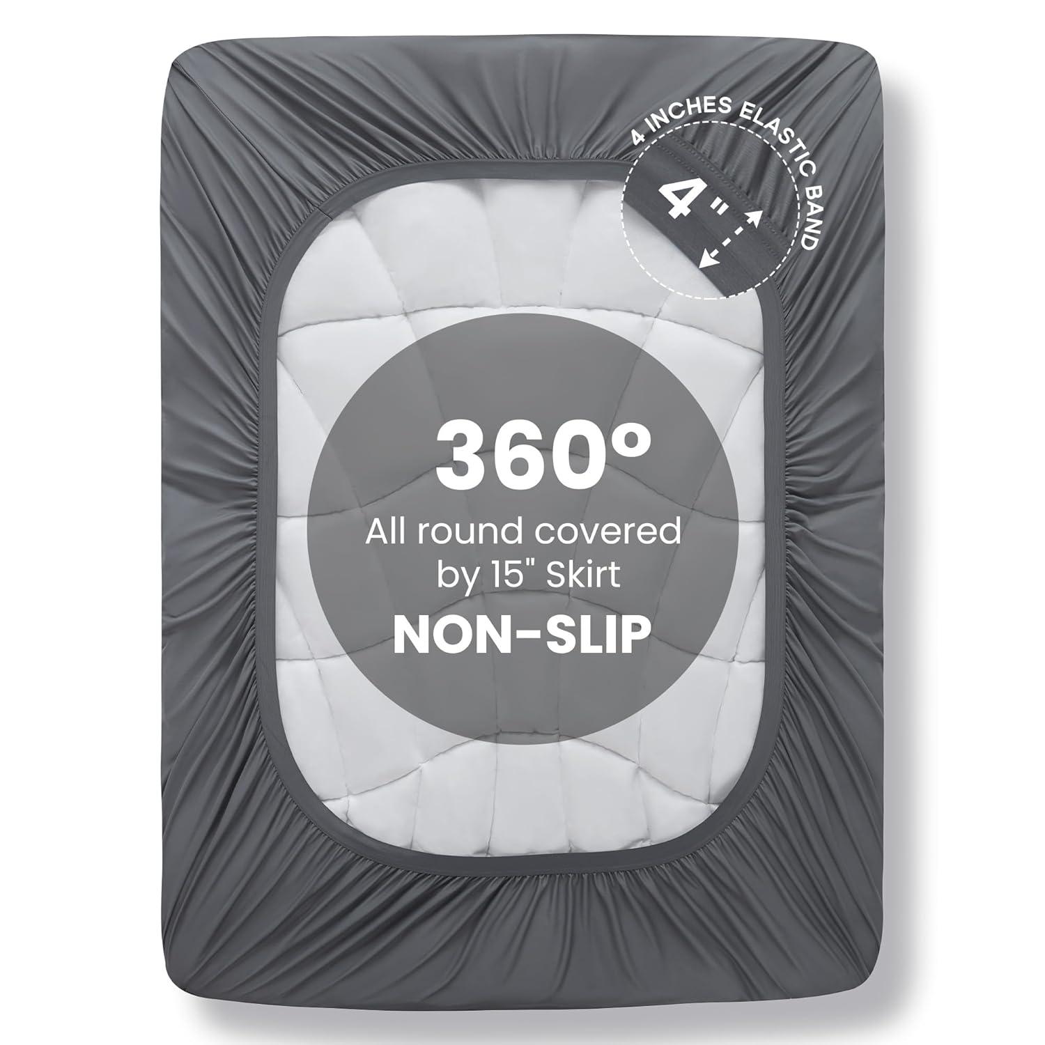 Sonive Queen Mattress Protector, Mattress Topper up to 21 Inches Deep Pocket Pad with 5-Zone Ergonomic Design, Soft Mattress Pad Microfiber Breathable Mattress Cover Machine Washable Grey