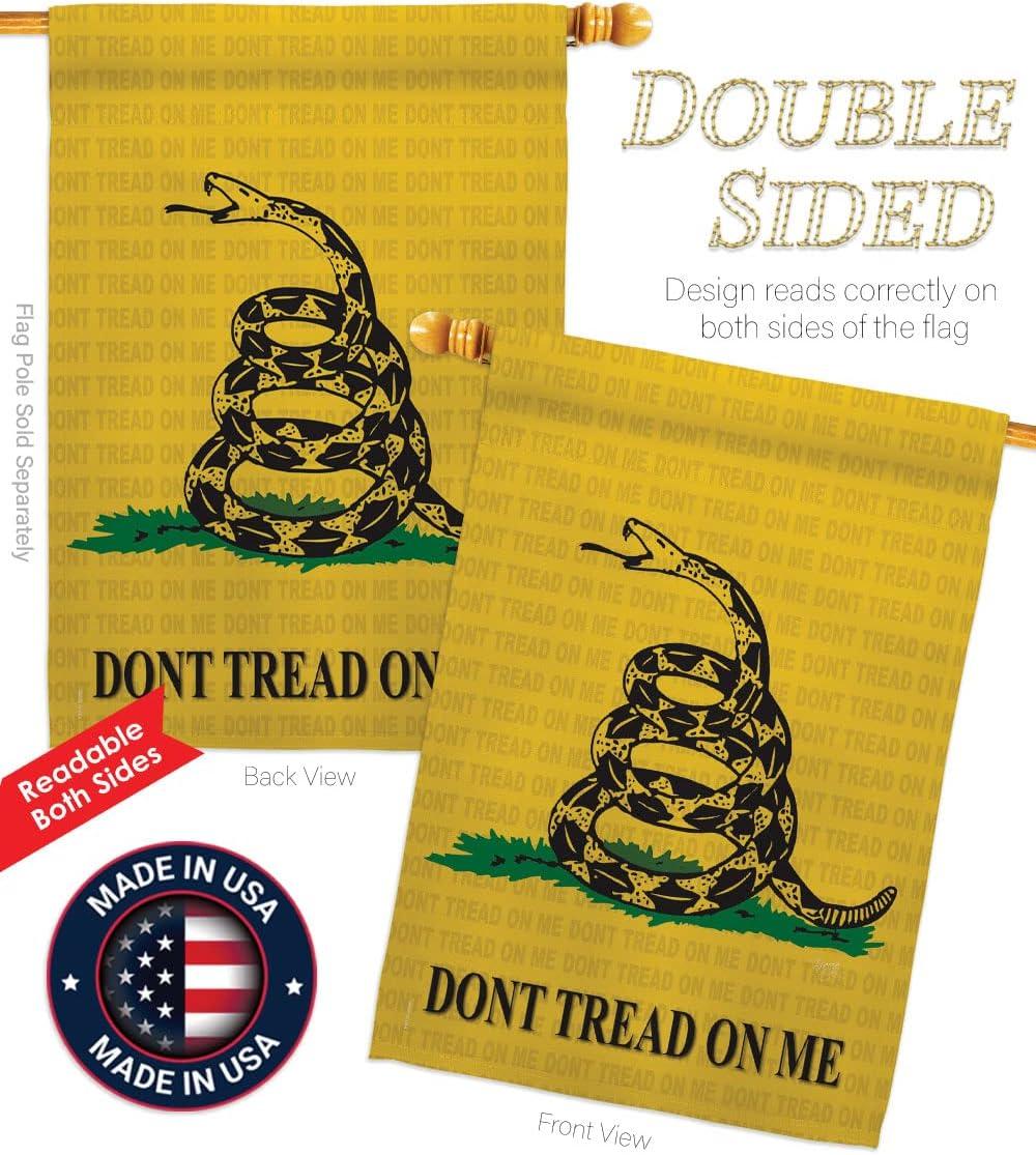 28 x 40 in. Gadsden American USA Historic Vertical House Flag with Double-Sided Decorative Banner Garden Yard Gift