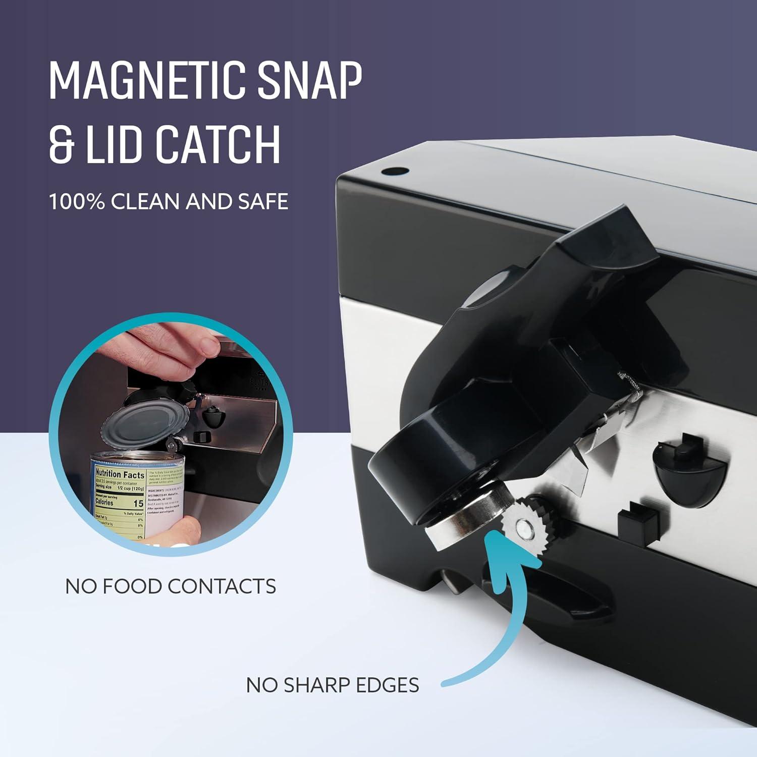 Elitra 3 in 1 Under the Cabinet Electric Can Opener, Blade Sharpener, Bottle Opener - Black
