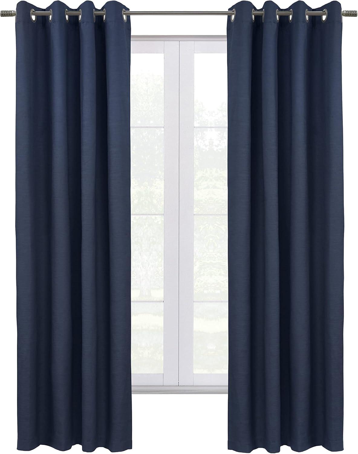 Commonwealth Shadow Grommet Dressing Window Curtain Panel - 52x95", Black