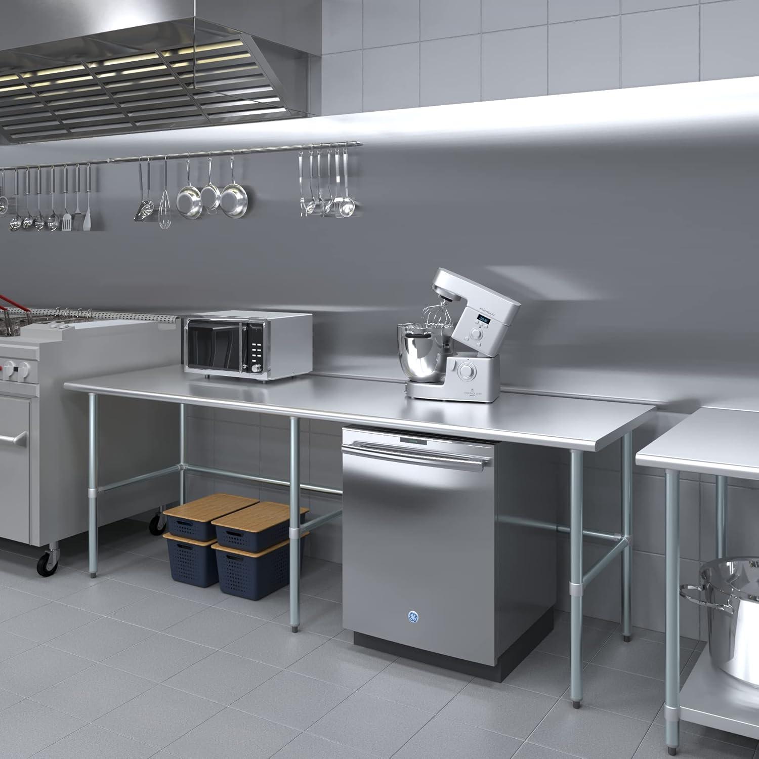 AmGood 30 in. x 96 in. Open Base Stainless Steel Work Table | Residential & Commercial