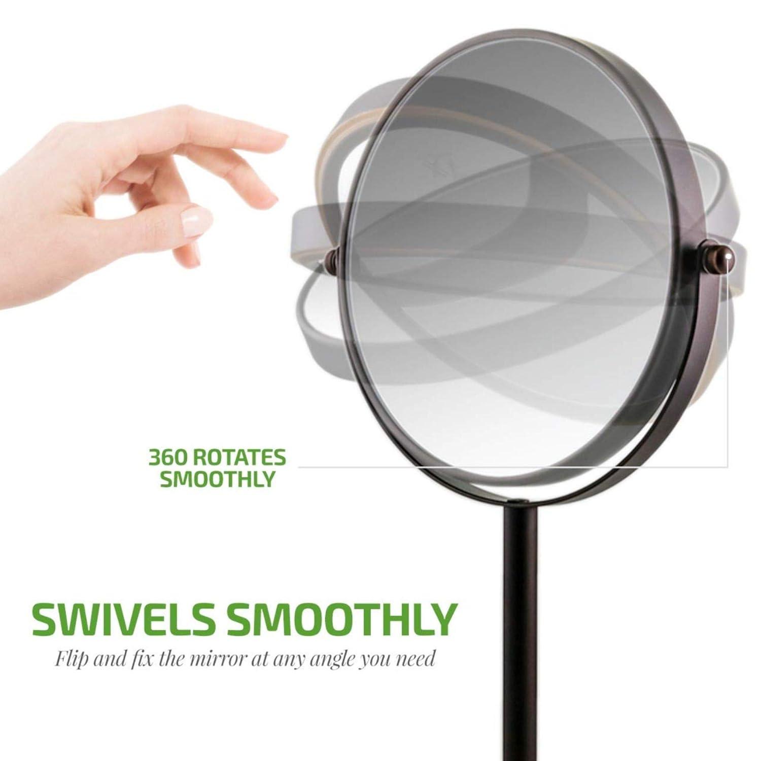 OVENTE 7'' Tabletop Makeup Mirror with 1X/7X Magnification, 360° Swivel Design and Double-Sided Free-Standing Vanity Mirror Perfect for Dresser, Bedroom and Office Desk, Antique Bronze MNLCT70ABZ1X7X