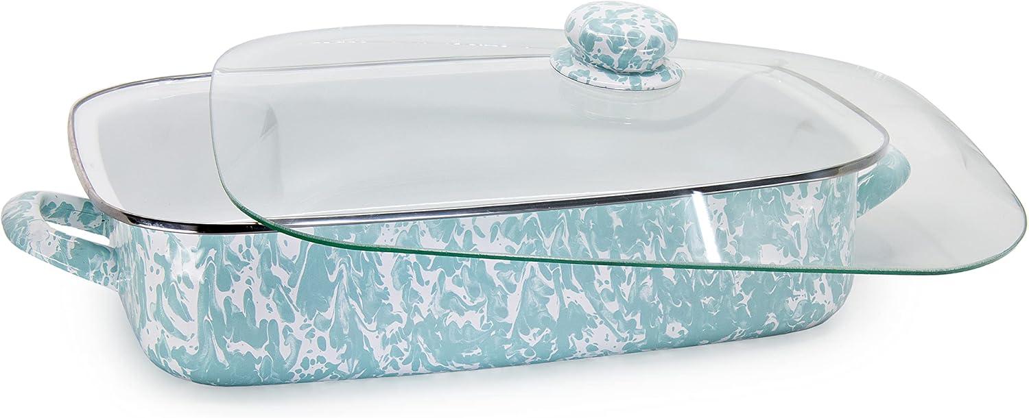 Sea Glass 10.5qt Non-Stick Rectangular Roasting Pan with Lid