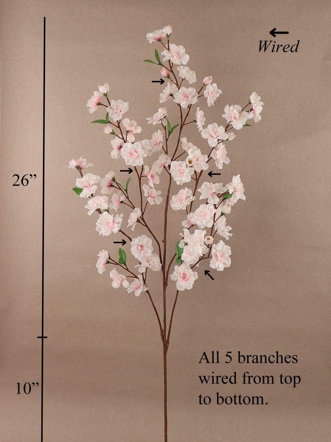 36-Inch Pink Silk Cherry Blossom Branches for Wedding Decor