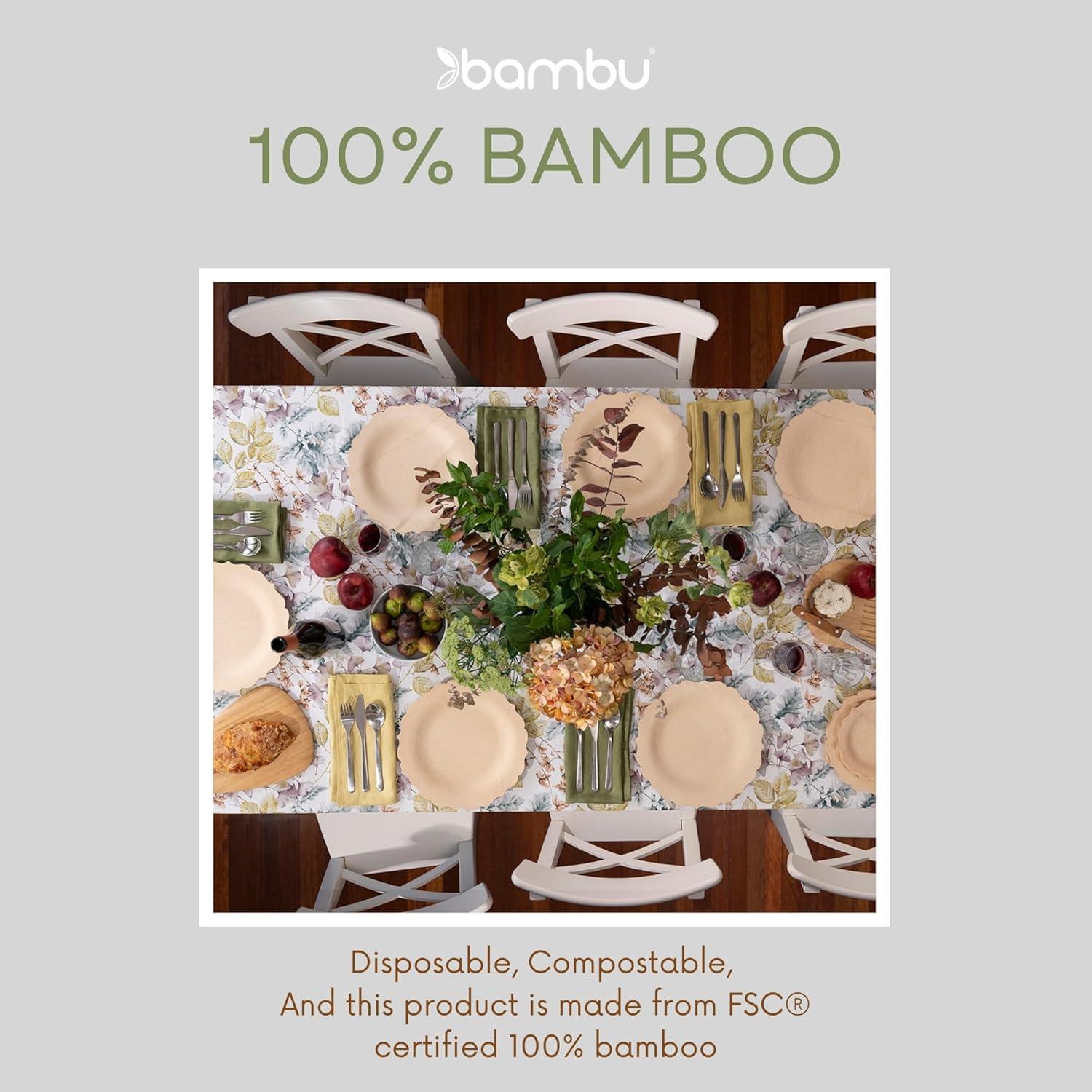 Eco-Friendly 3.5" Square Bamboo Compostable Plates, Pack of 250