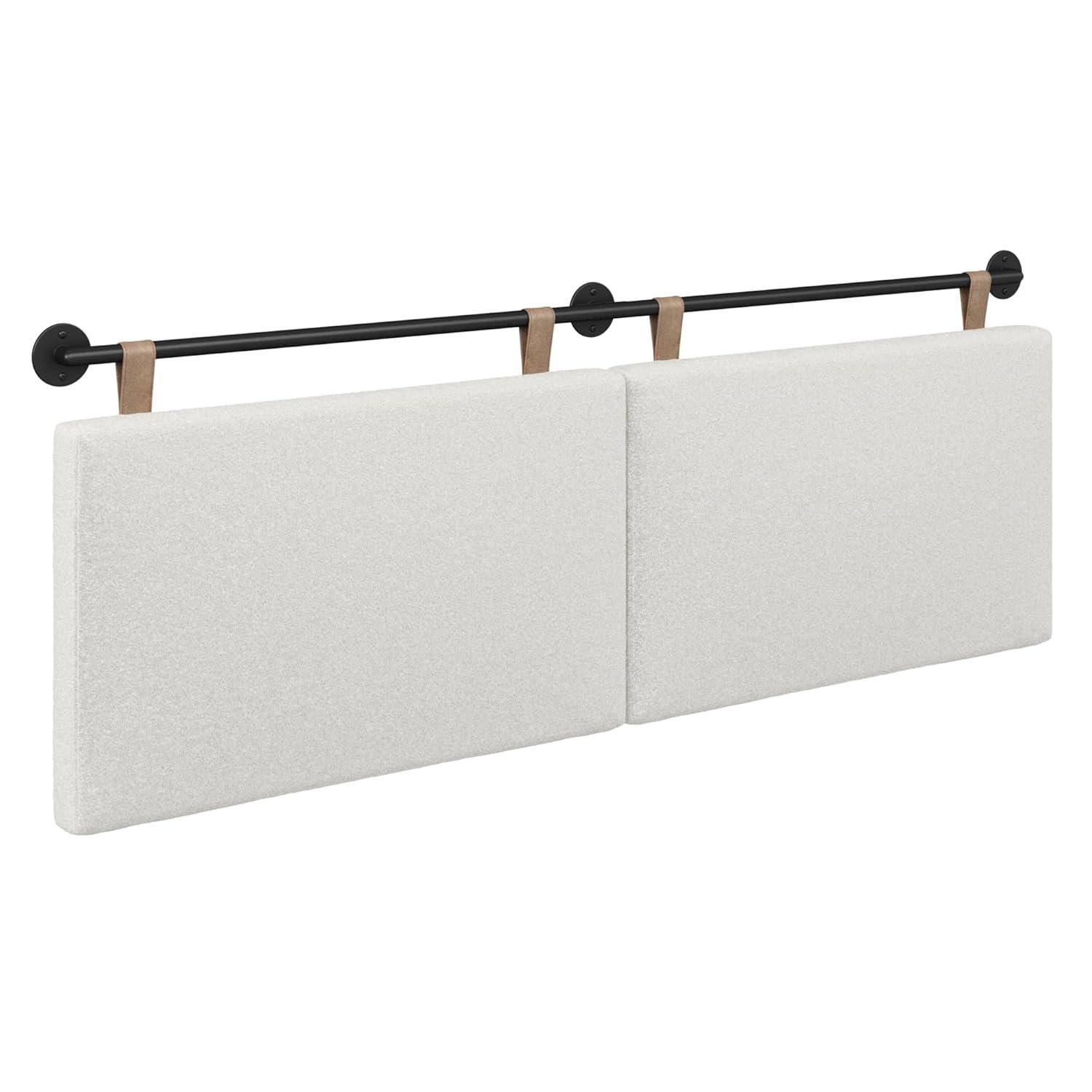 Full/Queen Charlie Boucle Kids' Headboard Cream - Nathan James: Wall Mounted MDF Upholstered Headboard