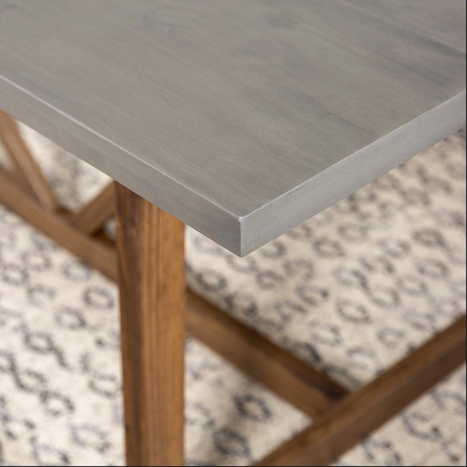 Walker Edison Modern Solid Wood Trestle Dining Table, Grey/Brown