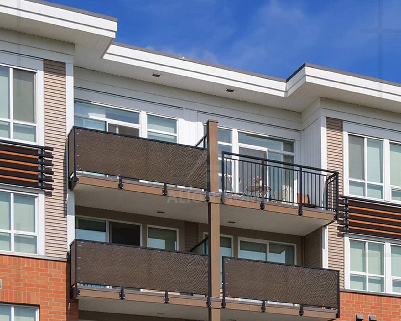 Alion Home Elegant Privacy Screen Windscreen Mesh for Balcony, Backyard, Deck, Patio, Fence, Pool, Porch, Railing - Brown/Mocha (3' x 3')