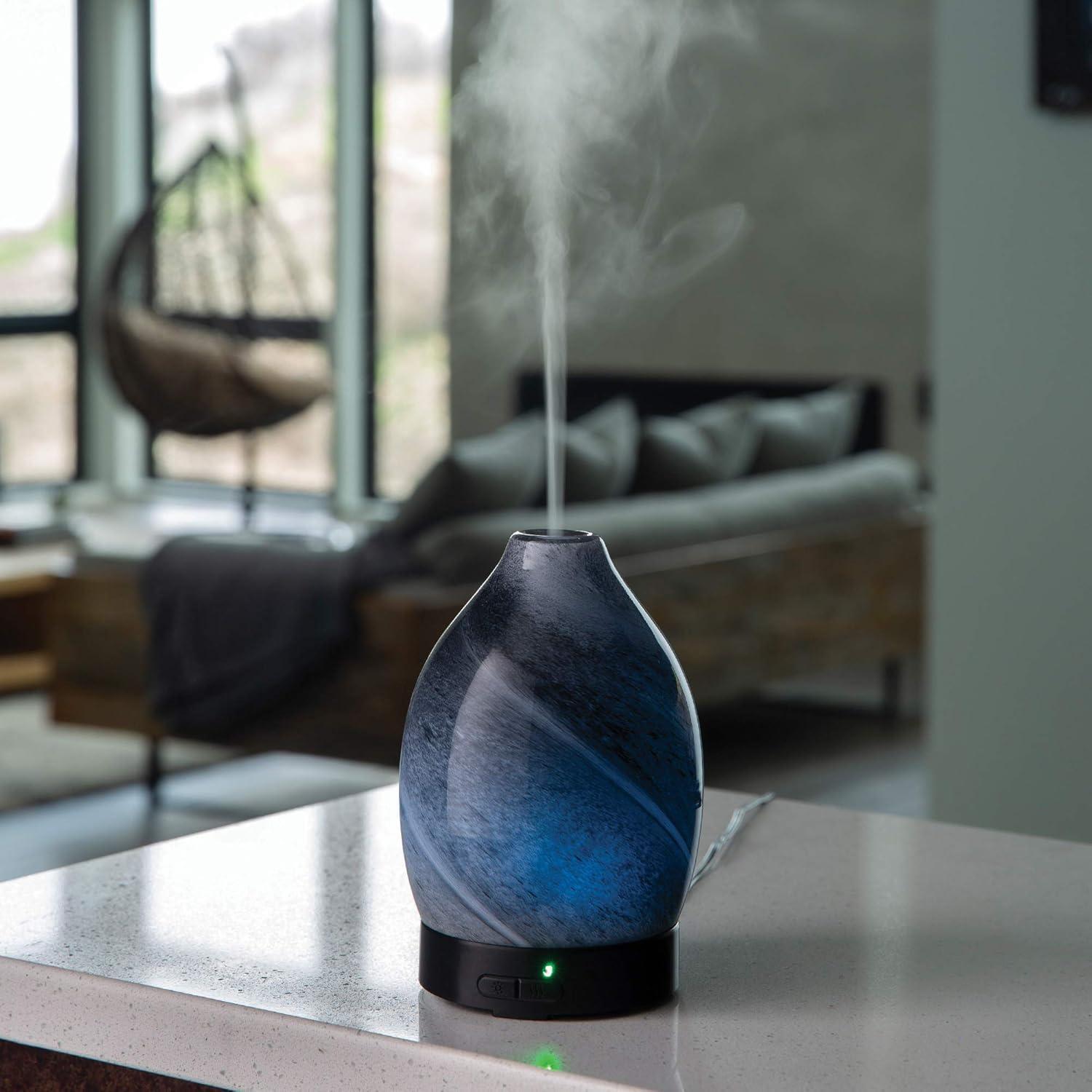 Airome 100 mL Ultrasonic Blown Glass Essential Oil Diffuser, Obsidian