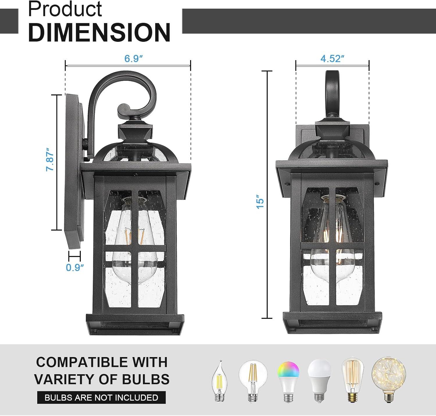 Longshore Tides Outdoor Wall Lights Exterior Light Fixture With Seeded Glass