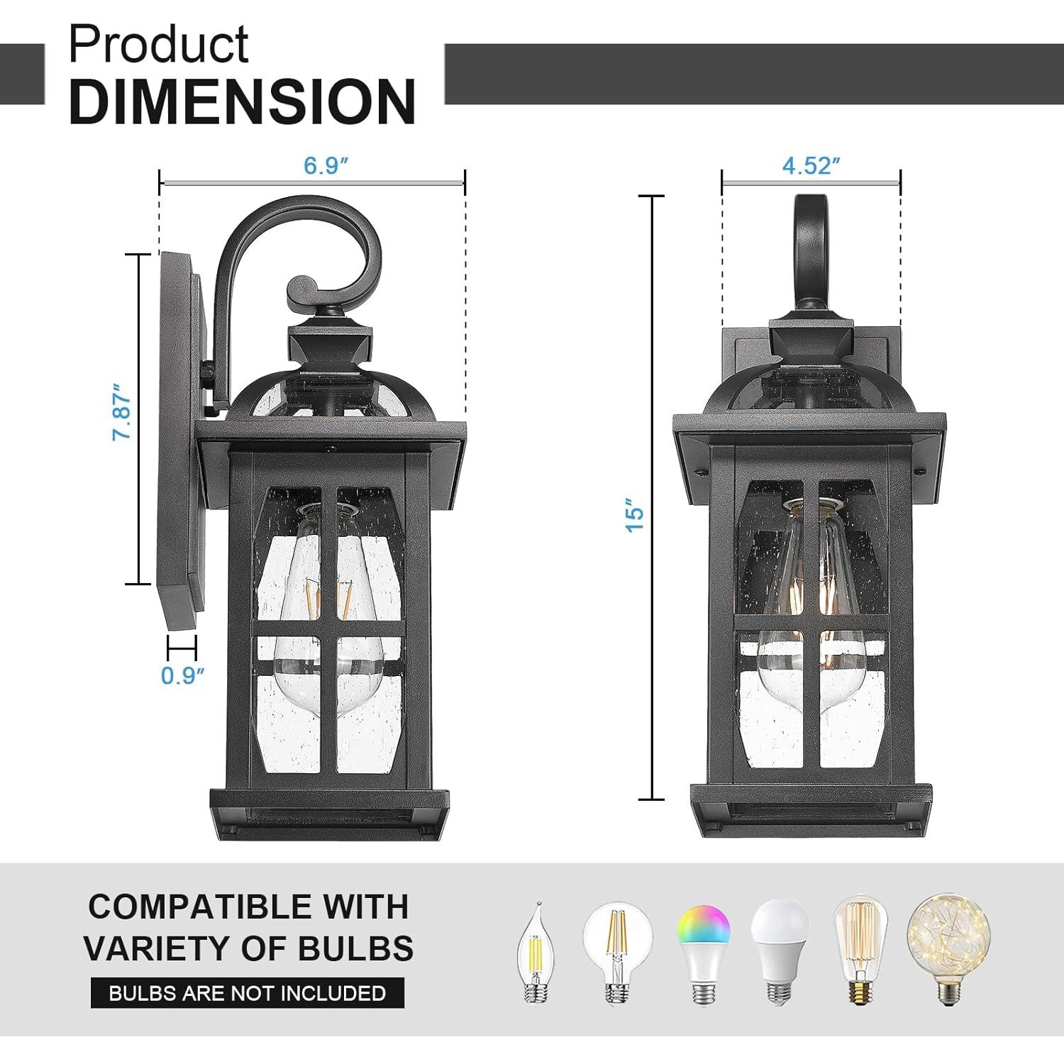 Longshore Tides Outdoor Wall Lights Exterior Light Fixture With Seeded Glass