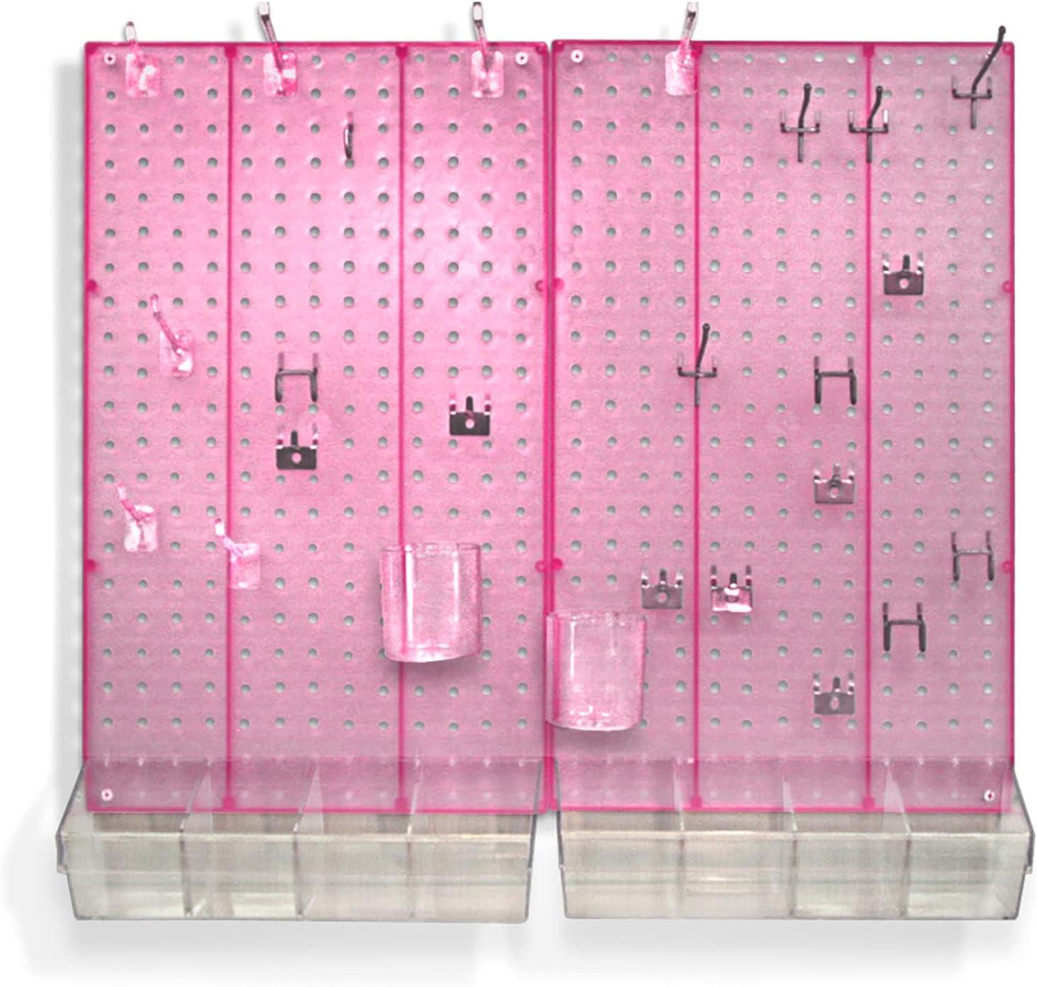 Chic Pink 70-Piece Pegboard Organizer Kit with Styrene Panels