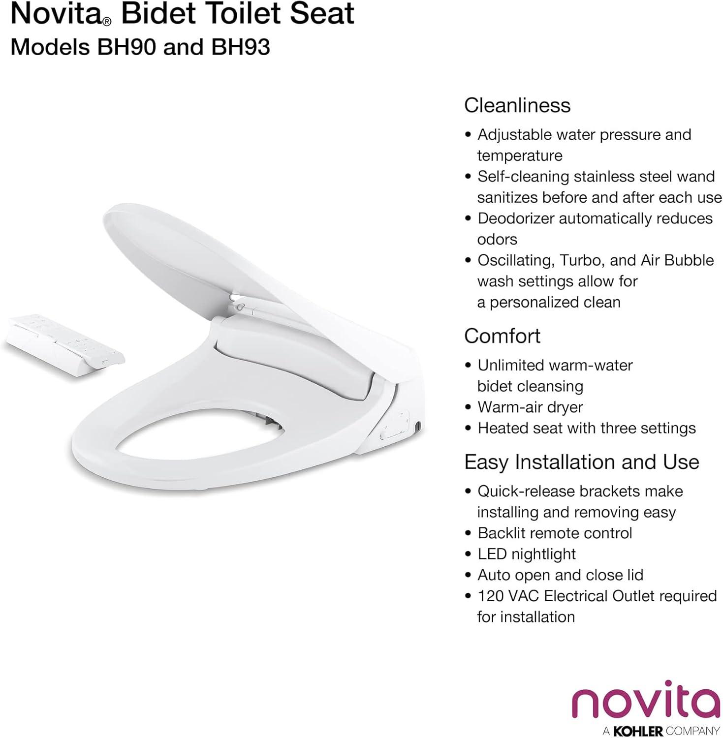 Novita BH-93 White Round-Front Cleansing Toilet Seat