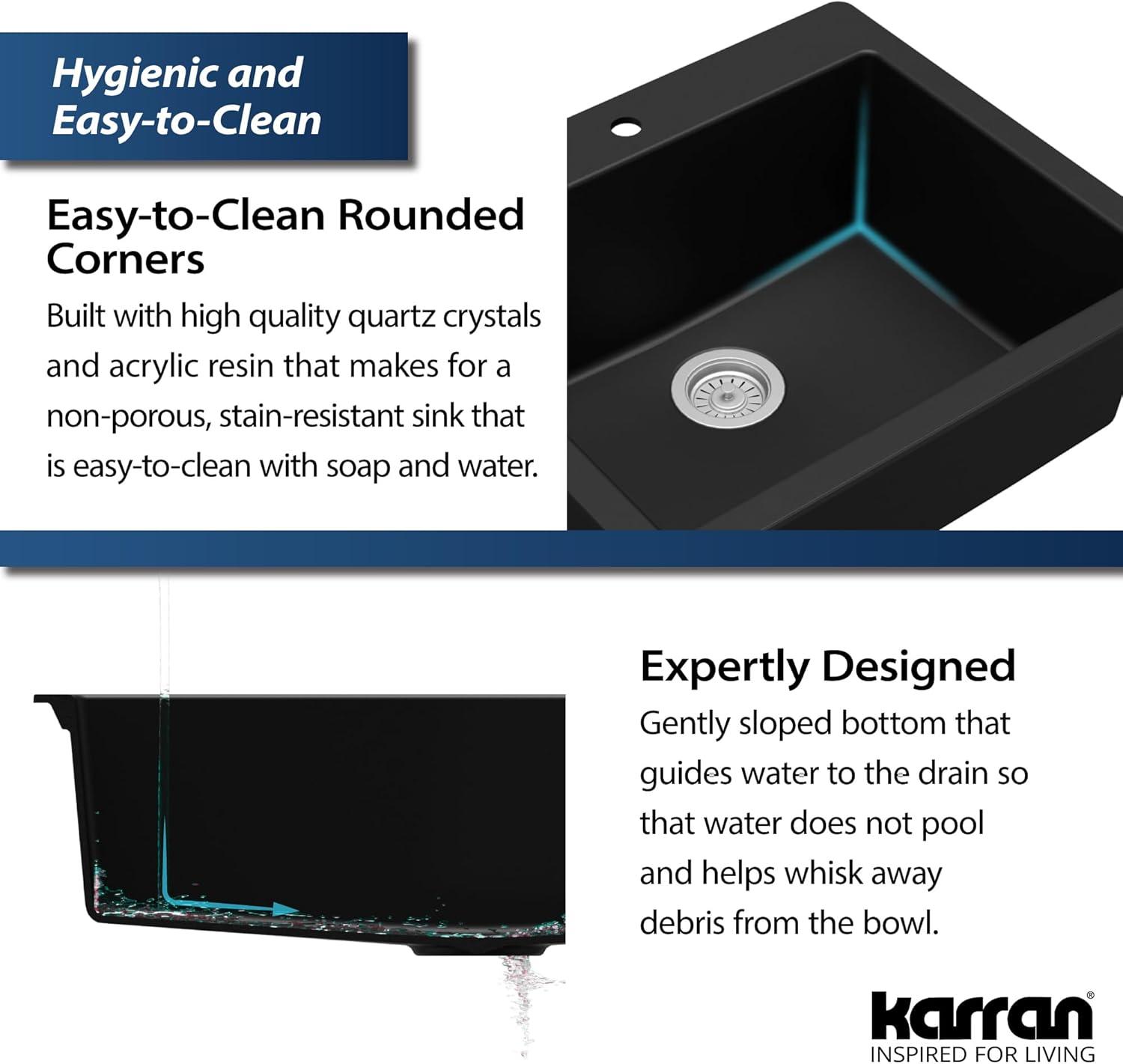 Karran Quartz 25'' X 22'' Single Bowl Drop-in Kitchen Sink