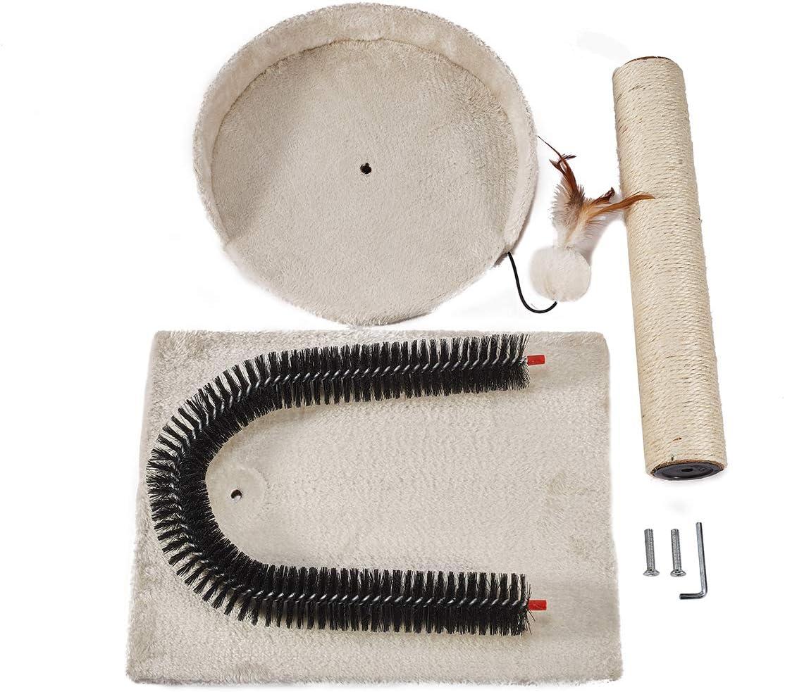 PEEKAB Cat Scratching Post with Tower Tree and Arch Self Groomer Massager Brush Kitty Ball Toys for Kittens and Small Cats