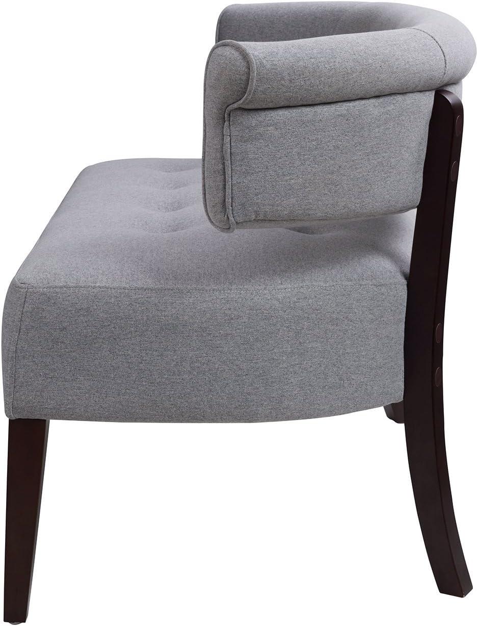 Light Gray Polyester Tufted Roll Arm Settee Bench