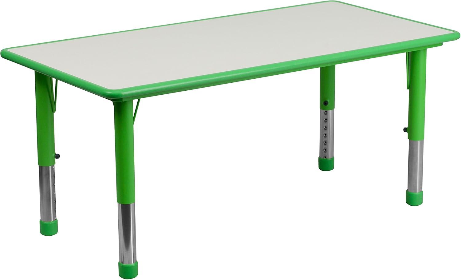 Flash Furniture 23.625"W x 47.25"L Rectangular Plastic Height Adjustable Activity Table