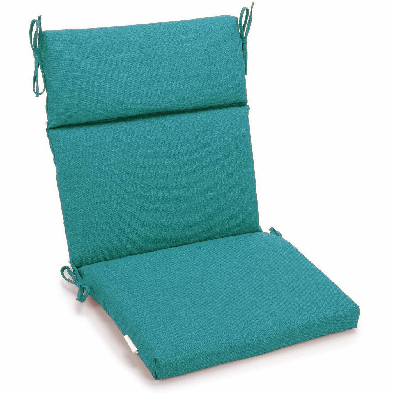 22 x 45 in. Spun Polyester Solid Outdoor Squared Seat & Back Chair Cushion, Aqua Blue