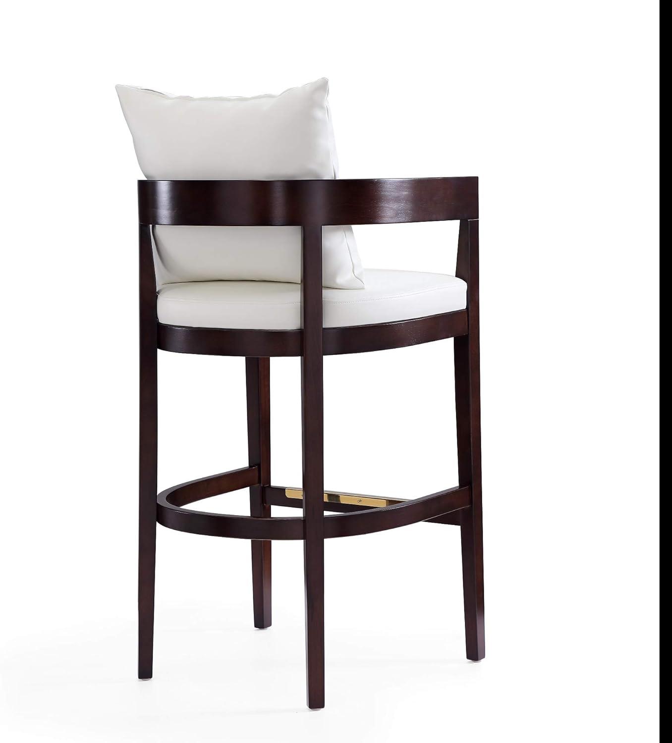 Ritz Upholstered Beech Wood Barstool Black - Manhattan Comfort: Gold Footrest, No Assembly Required, 30.5" Height